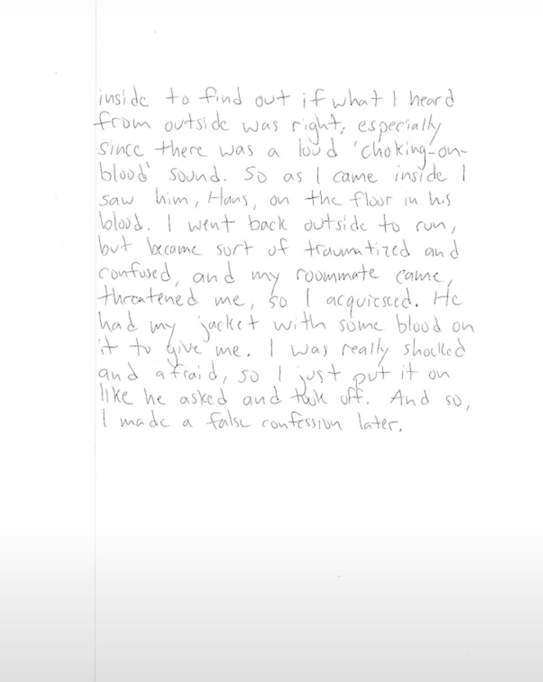 Letter recanting confession